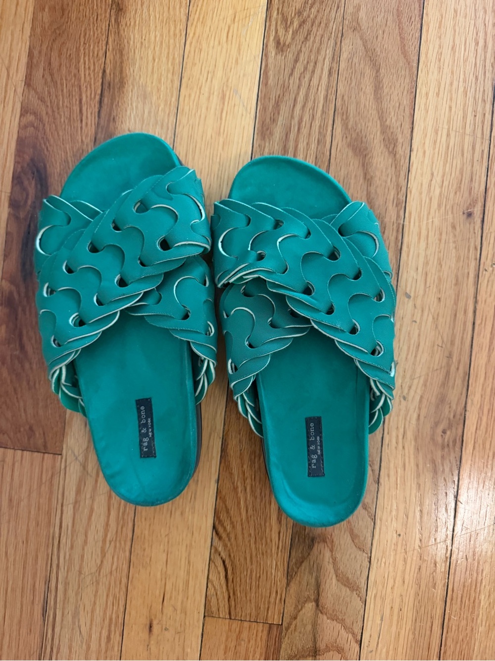 rag & bone Teal Braided Slide Sandals